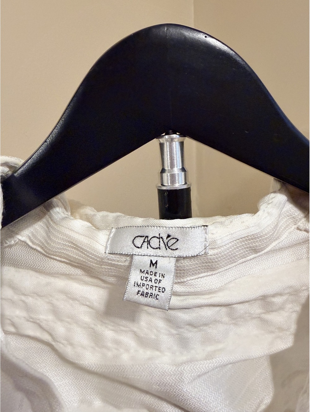 Cache White Textured Ruched Button Front Blouse Size M - Picture 2 of 6